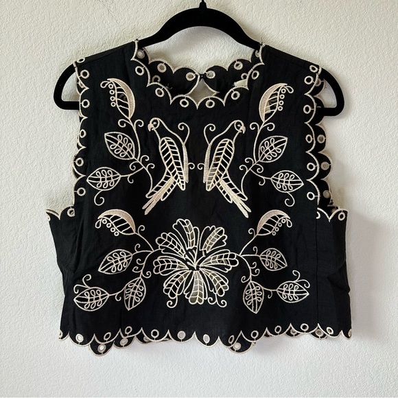 FARM Rio Sleeveless Linen Cutwork
Open-Back Top SZ S - Picture 3 of 9